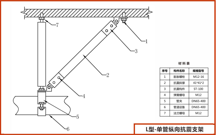 L型单管纵向抗震支架
